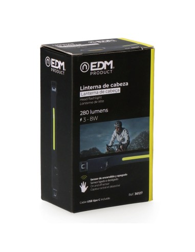 LINTERNA FRONTAL EDM 280 LUMENS CON SENSOR