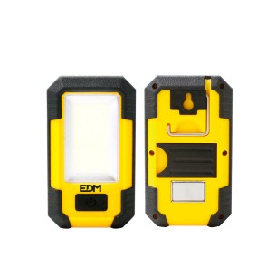 Linterna led cob 8w 500lm recargable con usb. con gancho + iman + soporte. funcion power bank. incluye cable de carga. edm