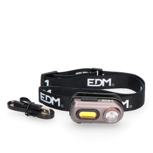 Linterna frontal 2 leds 3w+5w 400lm recargable. edm