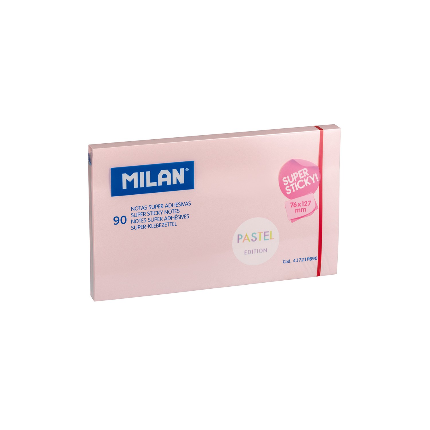 Bloc 90 notas super adhesivas rosa pastel 76x127mm milan Bloc 90 notas super adhesivas rosa pastel 76x127mm milan