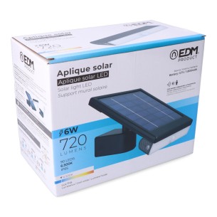 FOCO LED APLIQUE SOLAR CON SENSOR 6W 720lm EDM