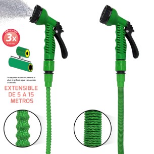 MANGUERA RIEGO EXTENSIBLE CON PISTOLA 7 POS. SATUR 2