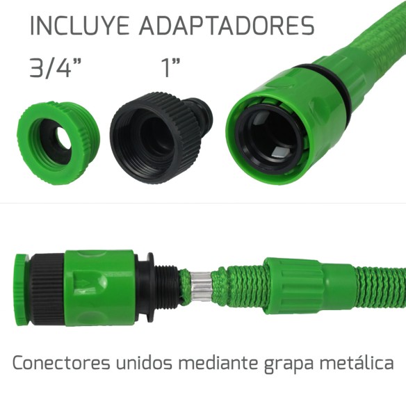 MANGUERA RIEGO EXTENSIBLE CON PISTOLA 7 POS. SATUR