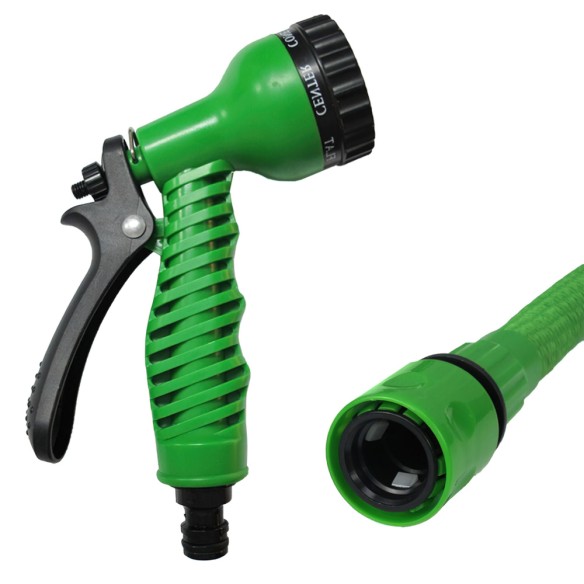 MANGUERA RIEGO EXTENSIBLE CON PISTOLA 7 POS. SATUR