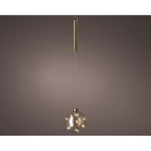 Bola colgante de cristal microled, dorada, ø10cm. lumineo