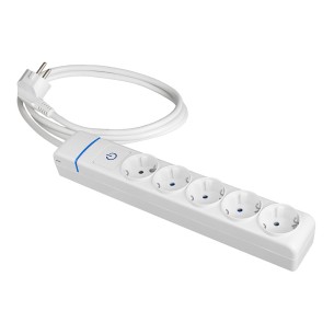 Prolongador con 5 tomas 2p+t, 16a 250v con interruptor luminoso. 1.5 m de cable h05vv-f 3g1,5mm². 8015pil solera