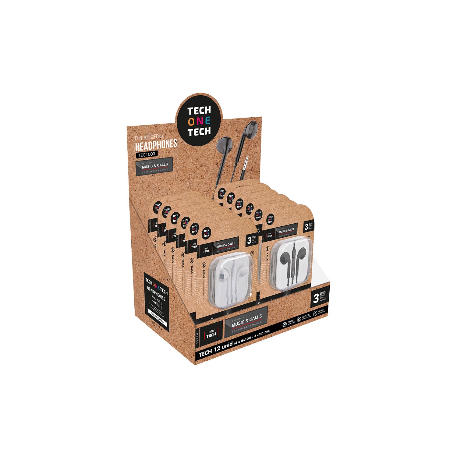 Expositor auriculares eartech 12 unid jack (6+6). tech one tech Expositor auriculares eartech 12 unid jack (6+6). tech one tech