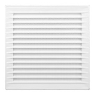 Rejilla ventilación cuadrada empotrable ajustable ø 80-150 con mosquitera 170x170x11,5mm abs blanca