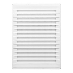 Rejilla ventilacíón rectangular empotrable mosquitera abs 137x207mm blanco