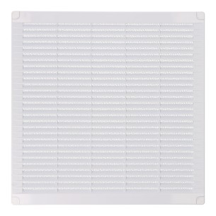Rejilla ventilación cuadrada con tapones y mosquitera 300x300x7mm abs blanca