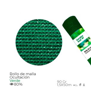 Rollo de malla de ocultación color verde 90g 1,5x50m