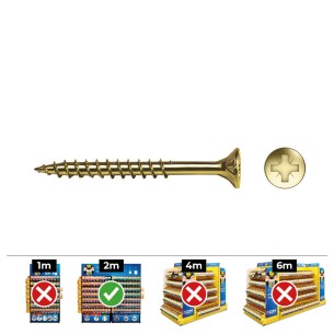 Caja 50 unidades tornillo madera avellanado pz r/parc ref vlox p bicromatado ø6 x 90 mm