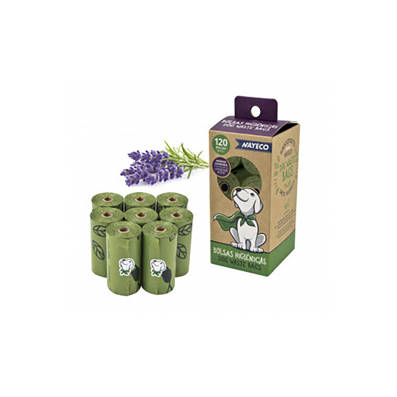 Pack 8 rollos de bolsas higienicas aroma lavanda nayeco Pack 8 rollos de bolsas higienicas aroma lavanda nayeco