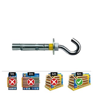 Caja 50 unidades anclaje dynabolt gancho ø10 x60mm zincado