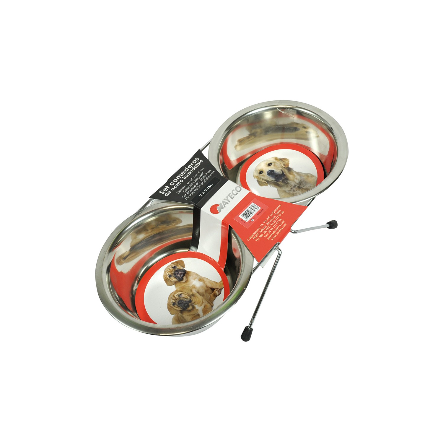 Set comederos acero inoxidable 2x0,75l nayeco Set comederos acero inoxidable 2x0,75l nayeco