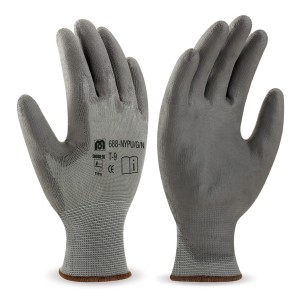 Guantes poliéster gris con recubrimiento de poliuretano gris en388, talla 8