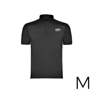 *merchandising* polo negro talla-m manga corta bordado edm
