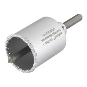Corona de perforación recubierta de carburo de tungsteno, con adaptador, ø53 x 55 mm