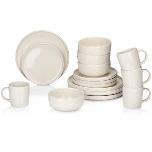 Vajilla crema cerámica 16 piezas
