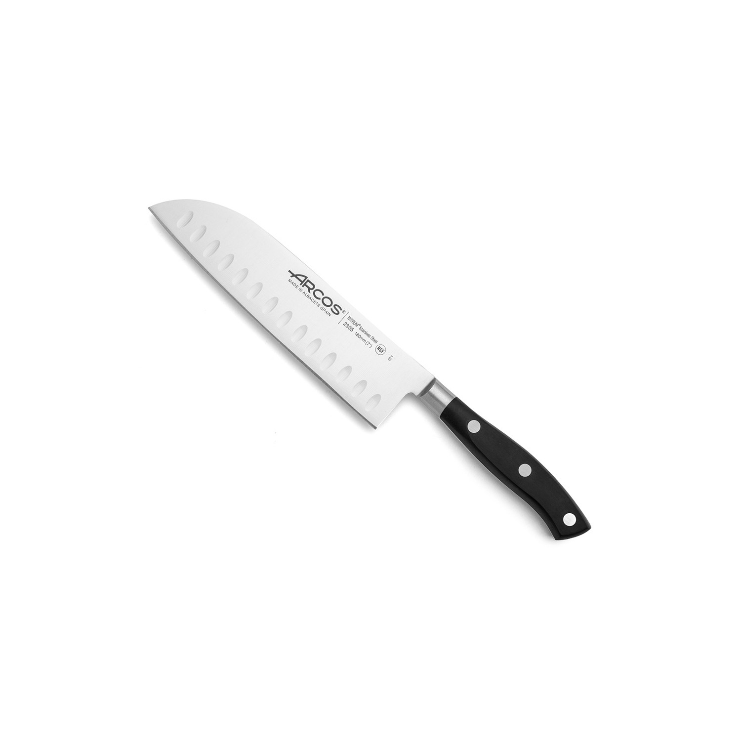 Cuchillo santoku con alveolos serie riviera 180 mm Cuchillo santoku con alveolos serie riviera 180 mm