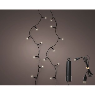 Guirnalda led multifunción exterior con bateria 100 led luz fria con cable negro 7,4 m